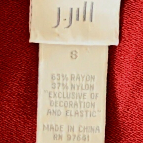 J.Jill V-Neck Texture/Smock-Front Button Front Cardigan Top Rust Red Sz S #229K - Picture 8 of 9